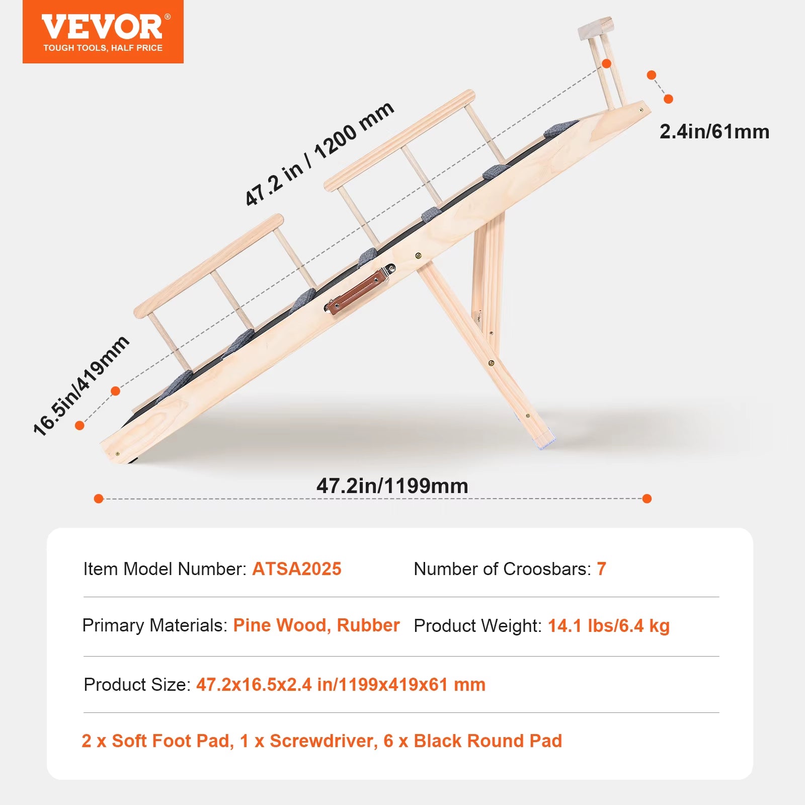 Adjustable Folding Wooden Dog Ramp with Anti-Slip Features for Small and Older Pets - Ideal for Stairs, Sofas, and Cars