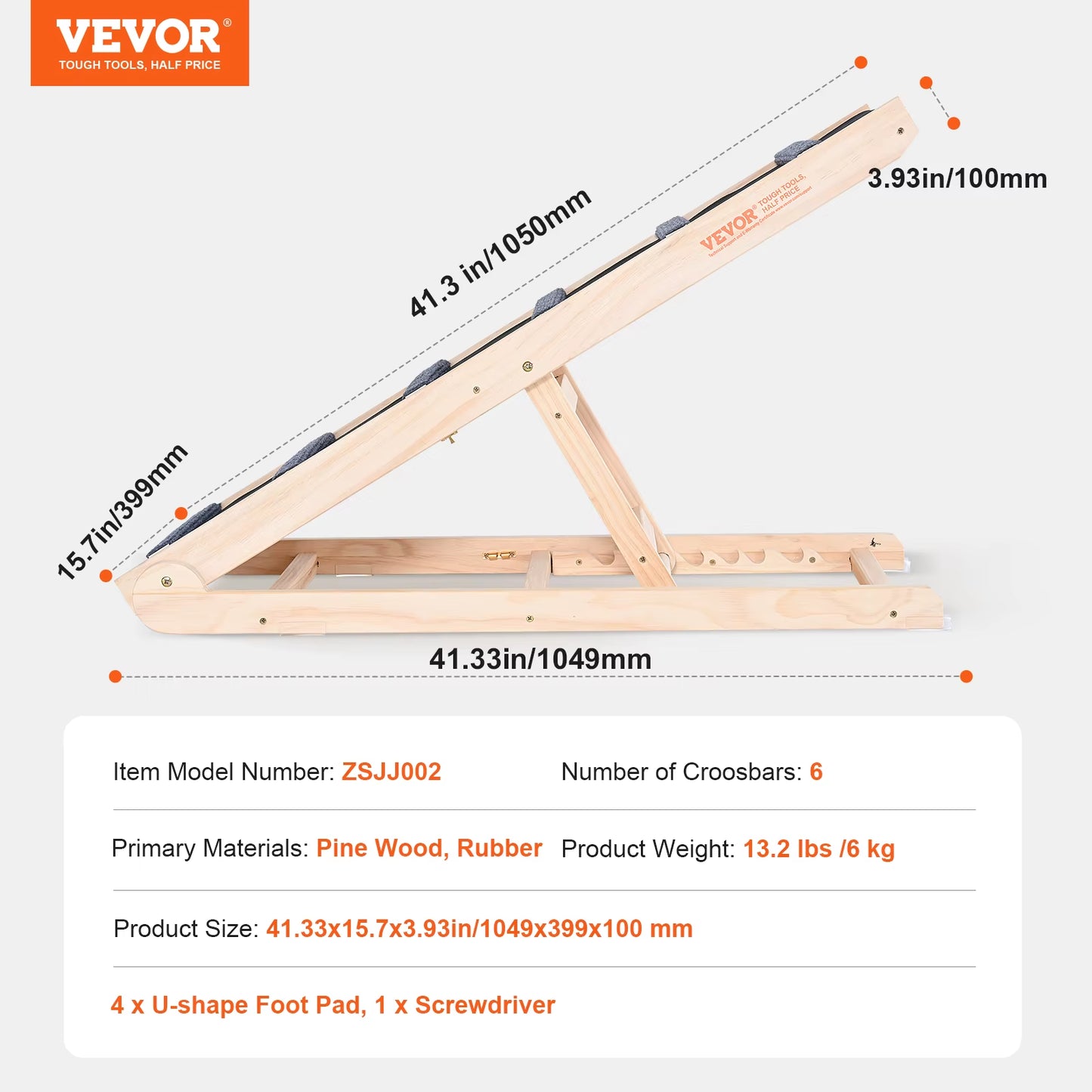 Adjustable Folding Wooden Dog Ramp with Anti-Slip Features for Small and Older Pets - Ideal for Stairs, Sofas, and Cars